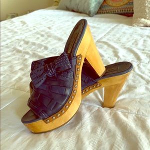 Miu miu Blue peep toe clogs